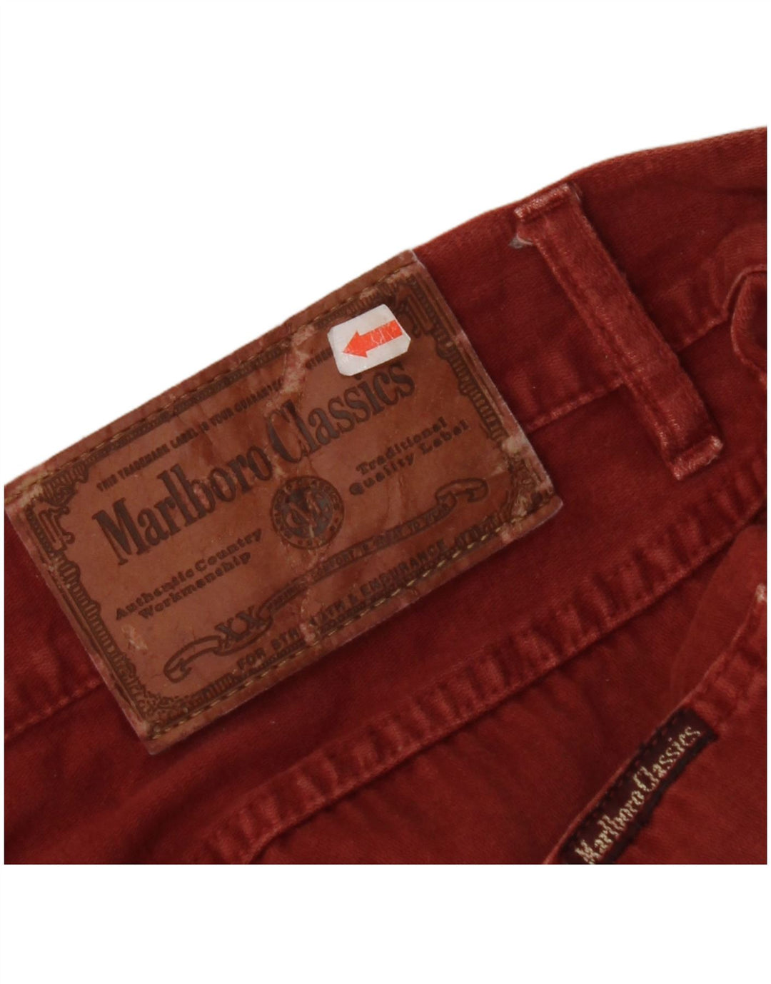 MARLBORO CLASSICS Mens Straight Casual Trousers W33 L29 Maroon Cotton
