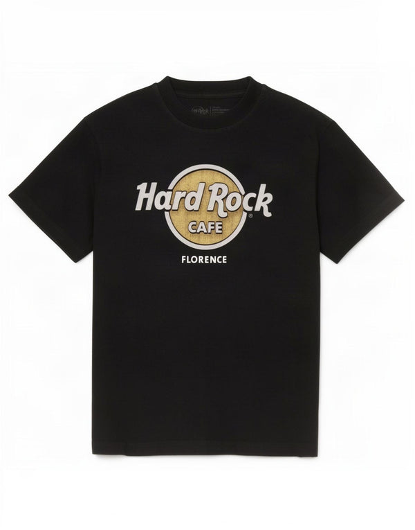 Hard Rock Cafe Womens Florence Graphic T-Shirt Top UK 10 Small Black Cotton
