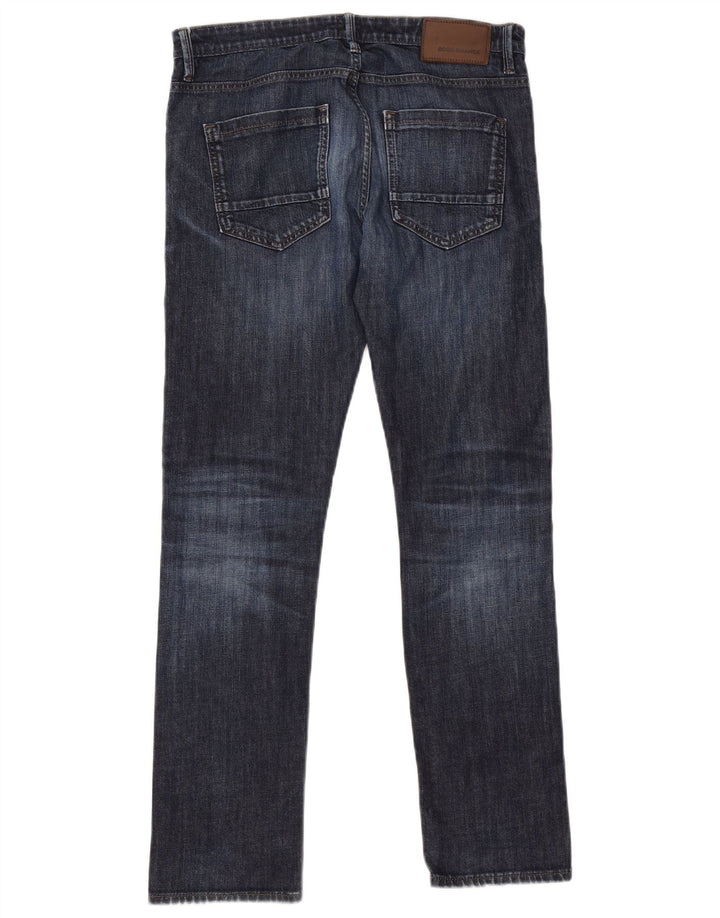 Hugo Boss Mens Straight Jeans W33 L32 Navy Blue Cotton