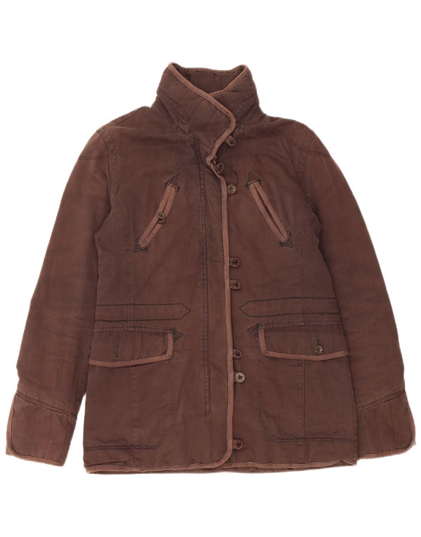 Levi's Womens Windbreaker Jacket UK 10 Small Brown Herringbone