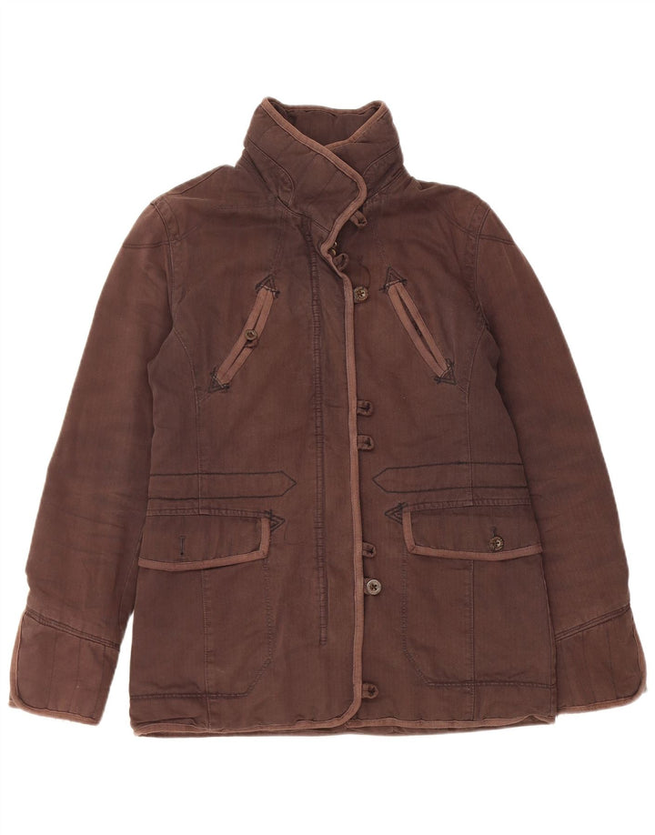 Levi's Womens Windbreaker Jacket UK 10 Small Brown Herringbone