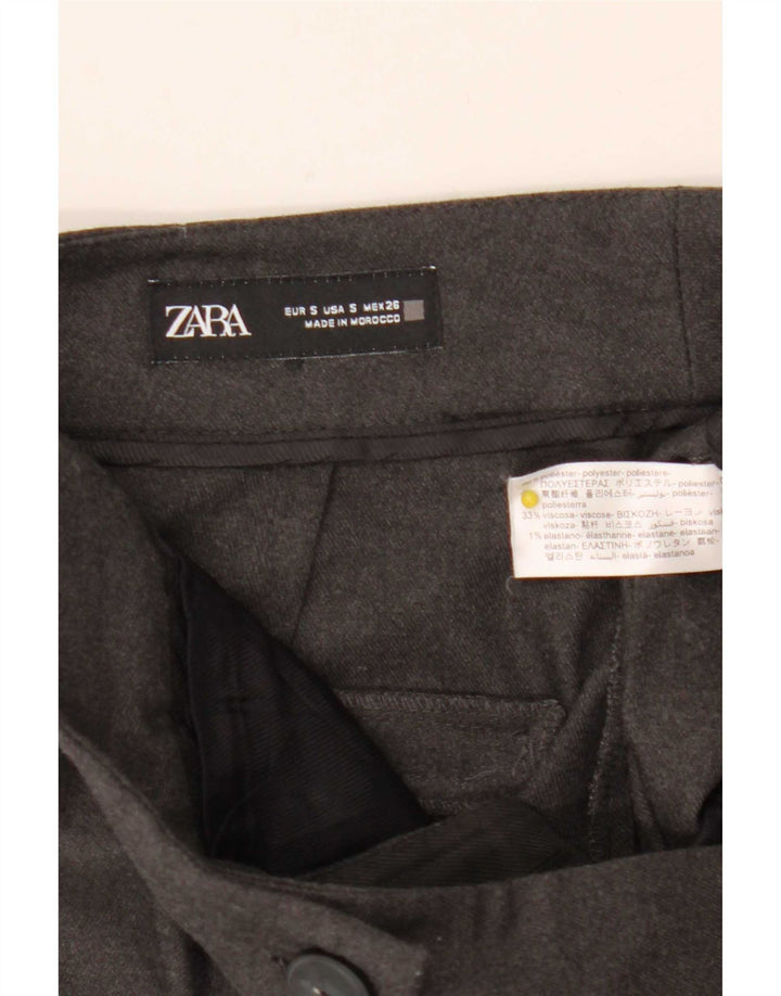 Zara Womens High Waist Pegged Cropped Trousers Small W26 L24 Grey Polyester