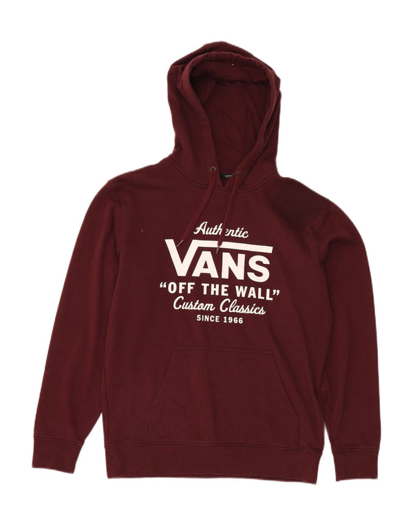 VANS Mens Graphic Hoodie Jumper Small Burgundy Cotton
