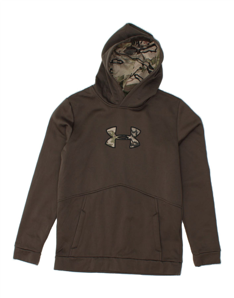 UNDER ARMOUR Boys Graphic Hoodie Jumper 15-16 Years Brown Polyester | Vintage Under Armour | Thrift | Second-Hand Under Armour | Used Clothing | Messina Hembry 