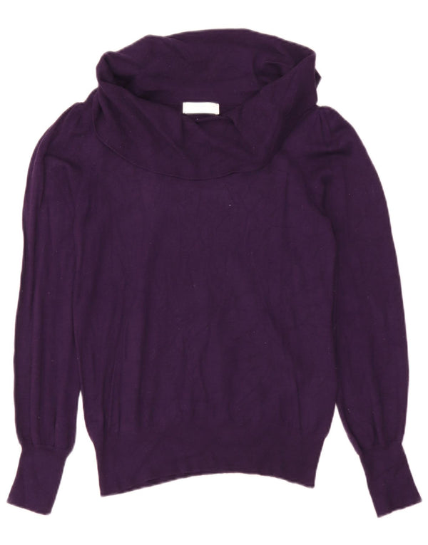 Marks & Spencer Womens Roll Neck Jumper Sweater UK 12 Medium Purple Viscose