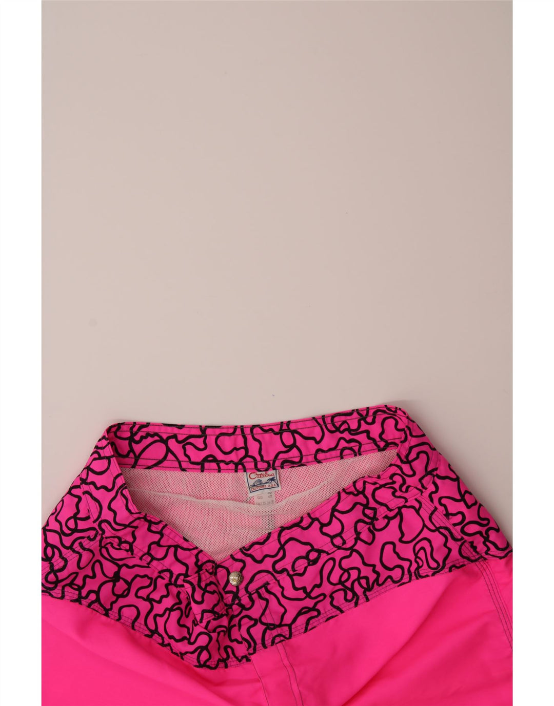 VINTAGE Mens Abstract Pattern Swimming Shorts UK 42 Large Pink Polyamide Vintage Vintage and Second-Hand Vintage from Messina Hembry 