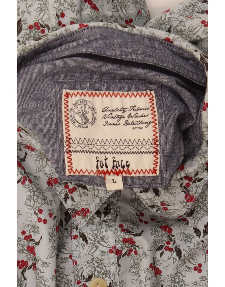 Fat Face Mens Shirt Large Grey Floral