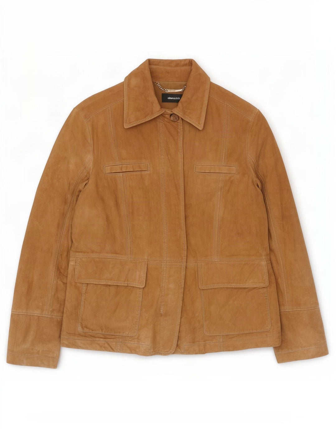 ELANA MIRO Womens Suede Jacket UK 16 Large Beige Leather