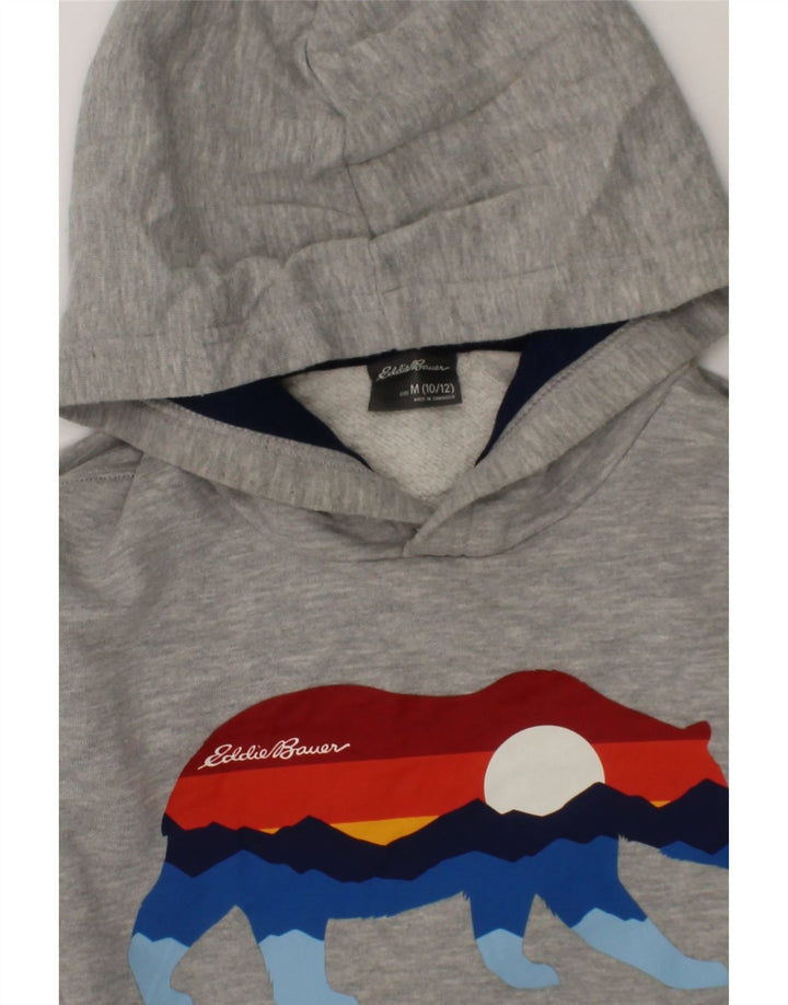 EDDIE BAUER Boys Graphic Hoodie Jumper 10-11 Years Medium  Grey Cotton Vintage Eddie Bauer and Second-Hand Eddie Bauer from Messina Hembry 
