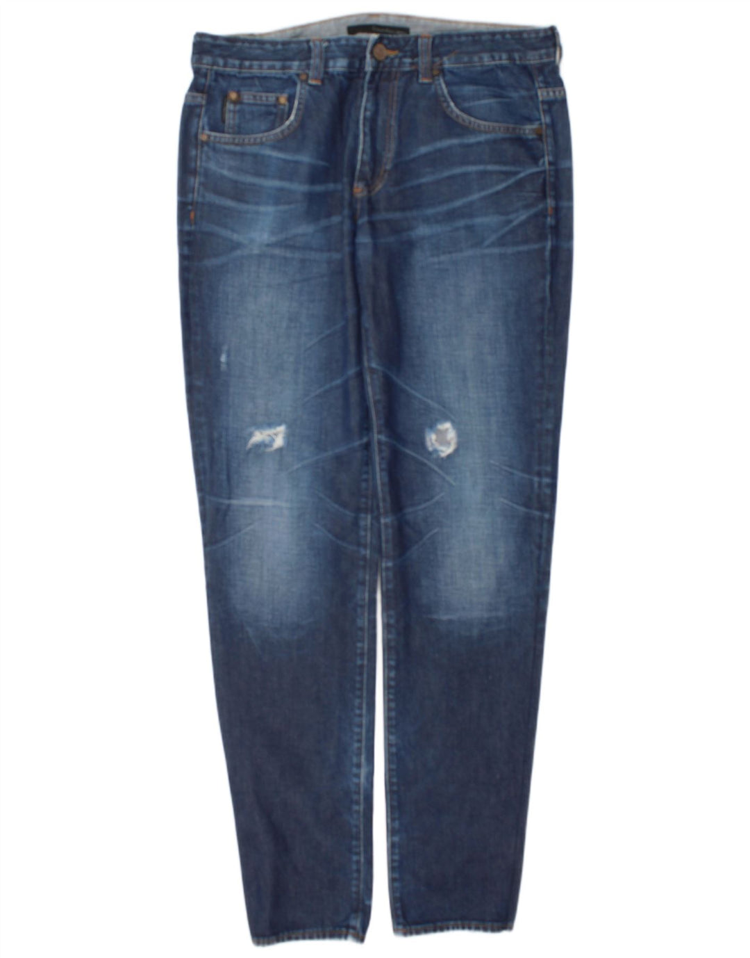 Calvin Klein Mens Distressed Regular Slim Jeans W32 L34 Blue Cotton