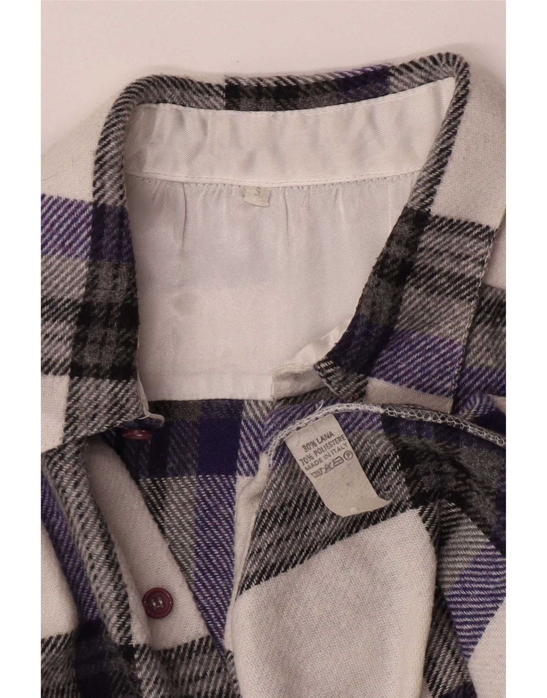 Vintage Mens Oversized Flannel Shirt Small Multicoloured Plaid Polyester