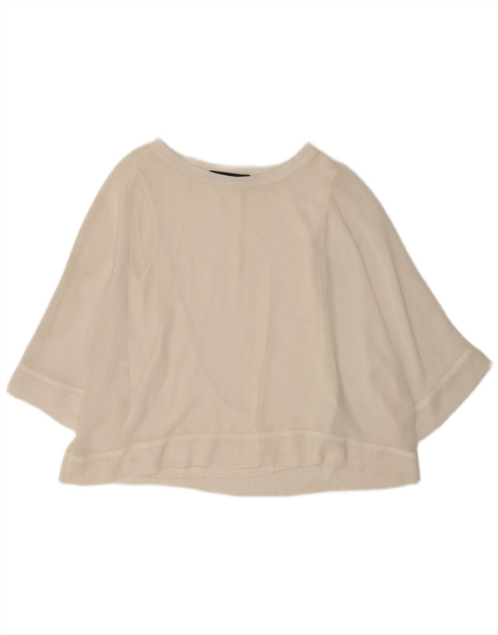 Zara Womens 3/4 Sleeve Blouse Top UK 14 Medium White Polyester
