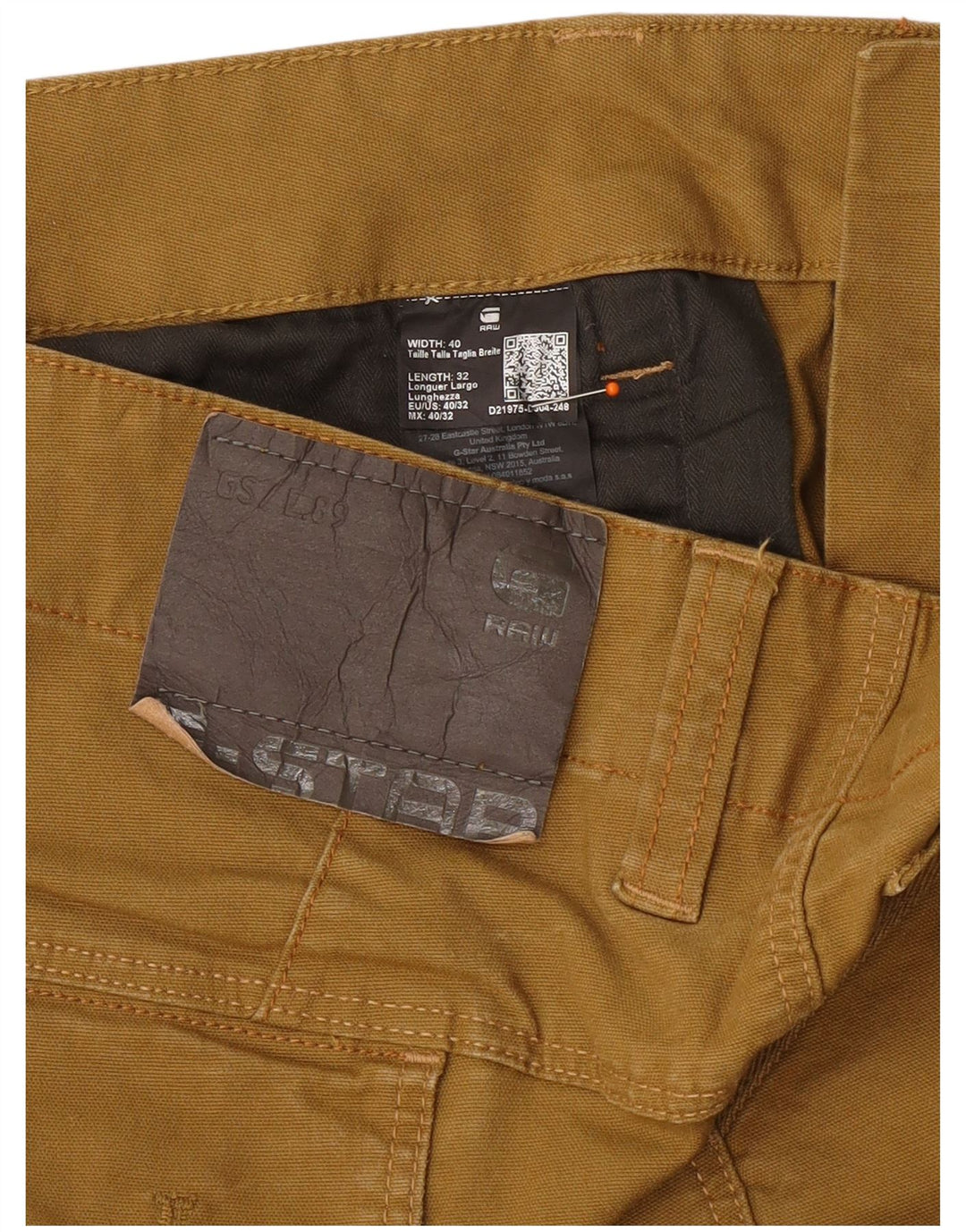 G-STAR Mens Tapered Cargo Trousers W40 L28 Yellow Cotton