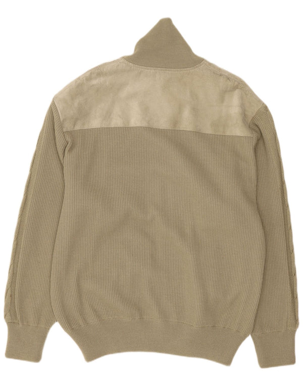 Halfon Mens Cardigan Sweater Large Khaki