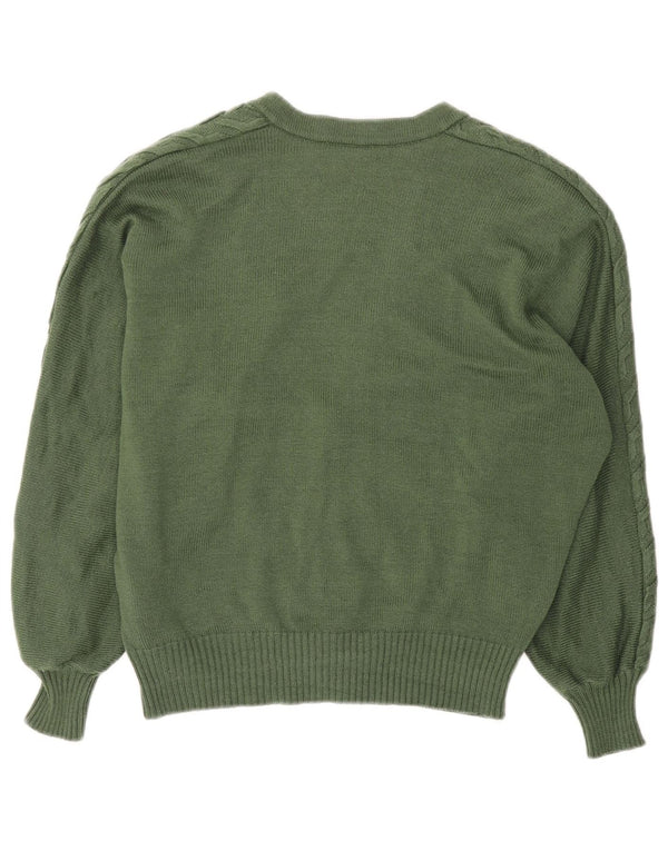 Vintage Womens Cardigan Sweater UK 16 Large Khaki Cotton