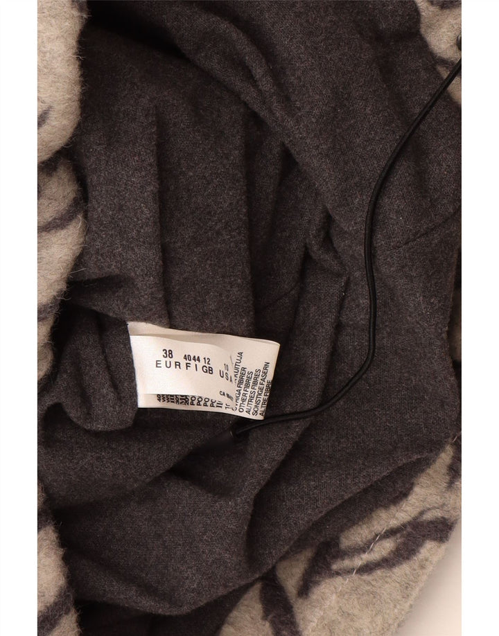 Luhta Womens Hooded Padded Coat UK 12 Medium  Grey Animal Print Wool
