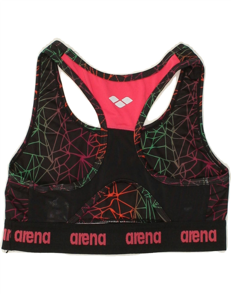 ARENA Womens Graphic Sport Bra Top UK 12 Medium Black Geometric Polyester Vintage Arena and Second-Hand Arena from Messina Hembry 