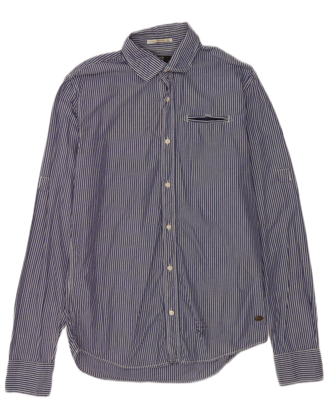 Scotch & Soda Mens Shirt Small Blue Striped Cotton