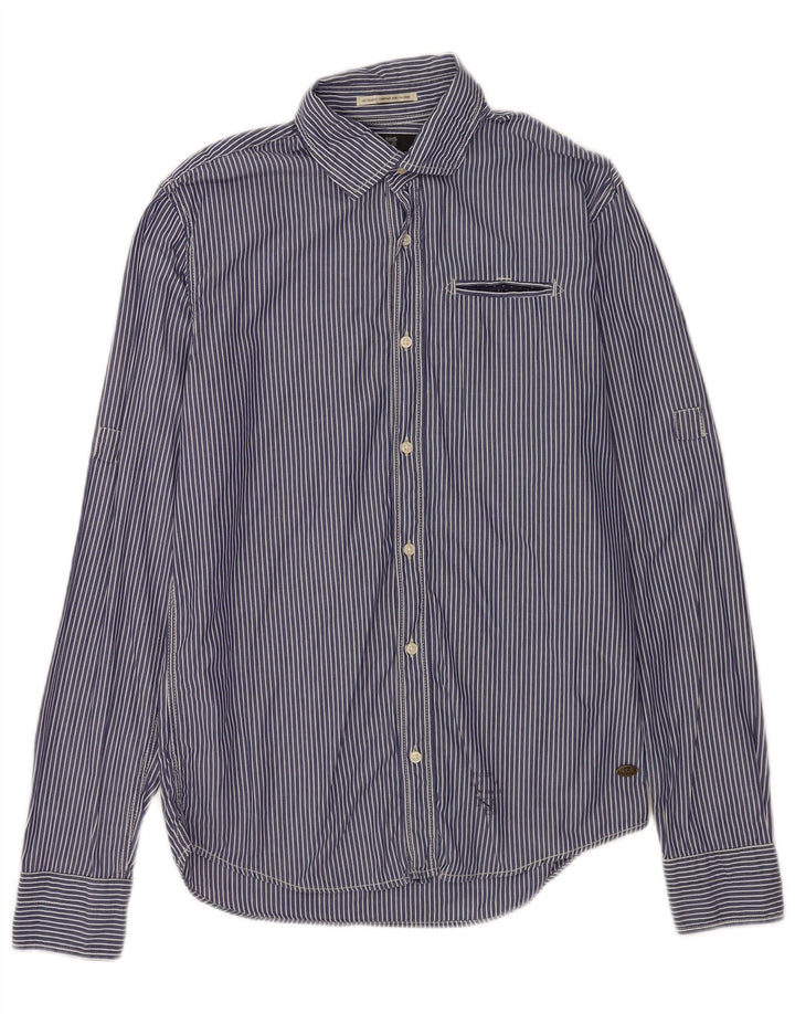 Scotch & Soda Mens Shirt Small Blue Striped Cotton