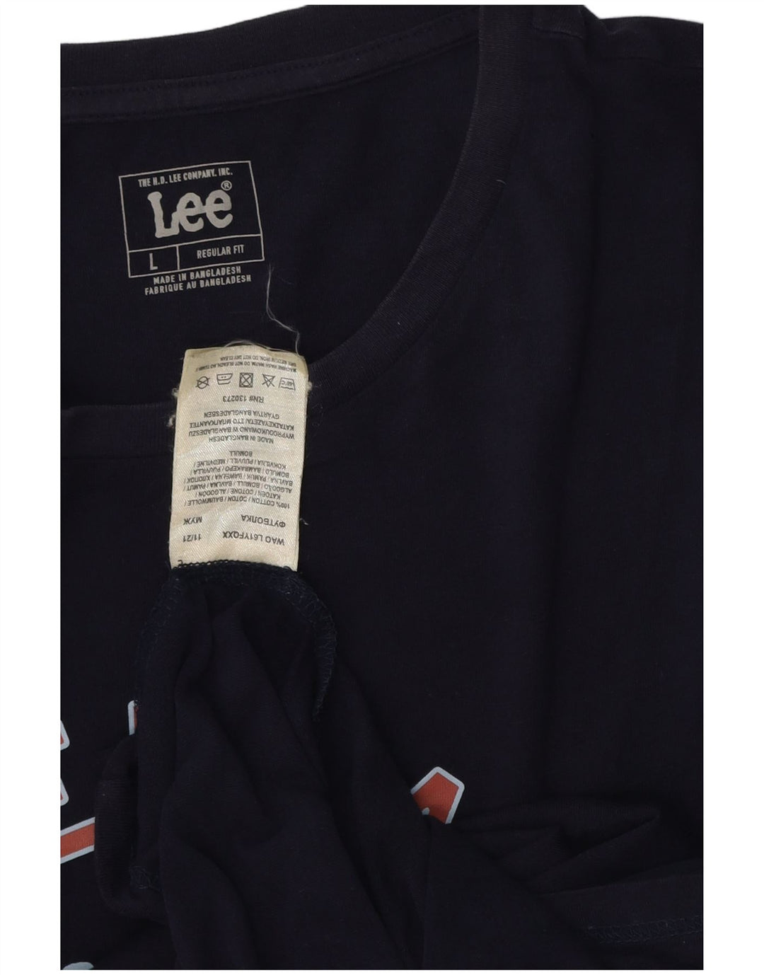 Lee Mens Regular Fit Graphic T-Shirt Top Large Navy Blue Cotton