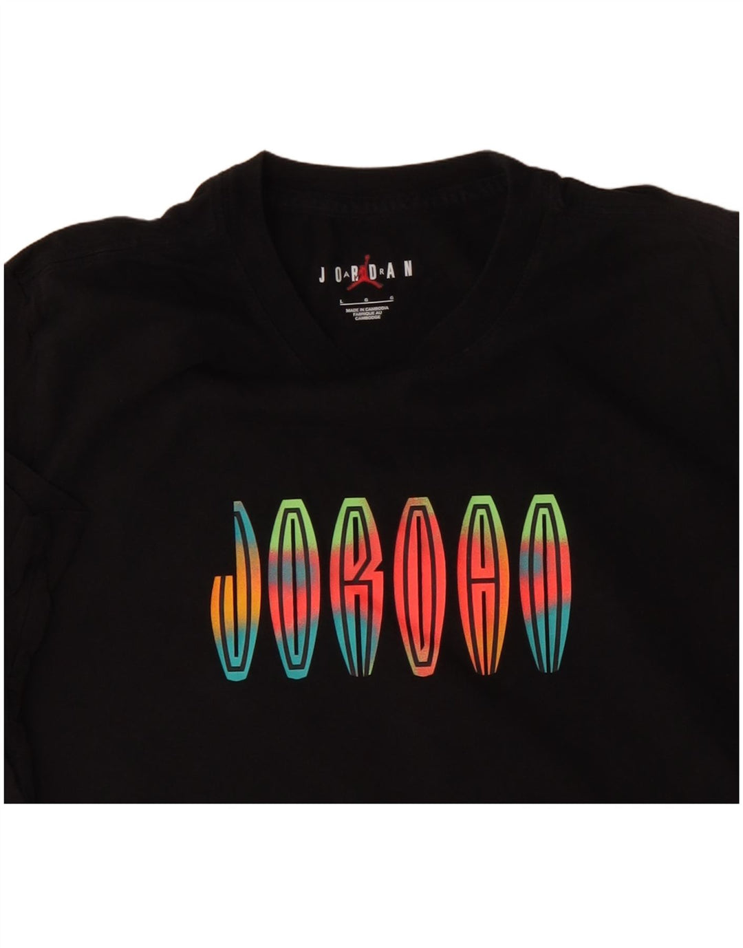 JORDAN Mens Graphic T-Shirt Top Large Black Cotton