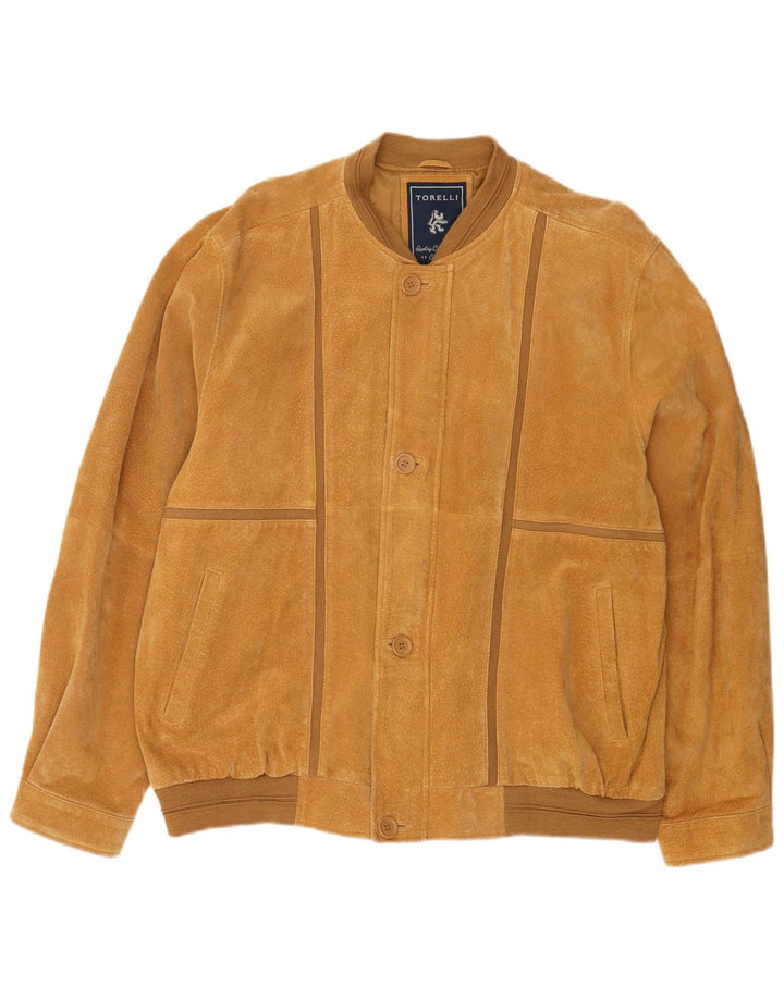 Torelli Mens Suede Bomber Jacket UK 44 2XL Brown Leather