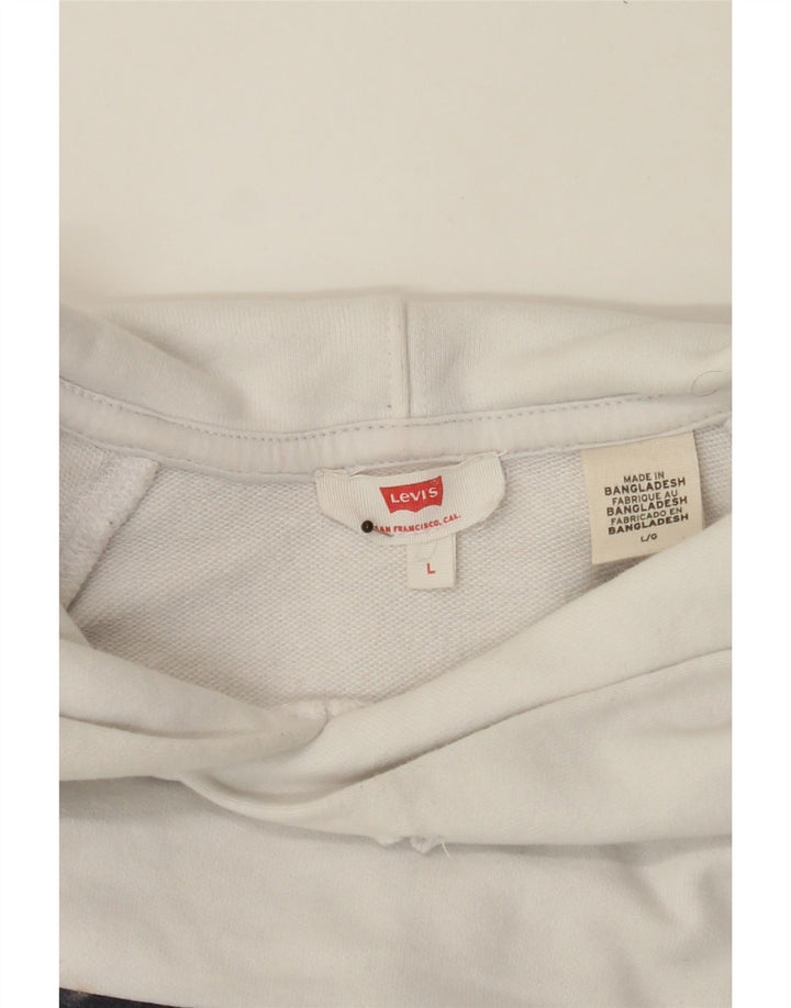 LEVI'S Girls Graphic Hoodie Jumper 13-14 Years Large  White Cotton Vintage Levi's and Second-Hand Levi's from Messina Hembry 