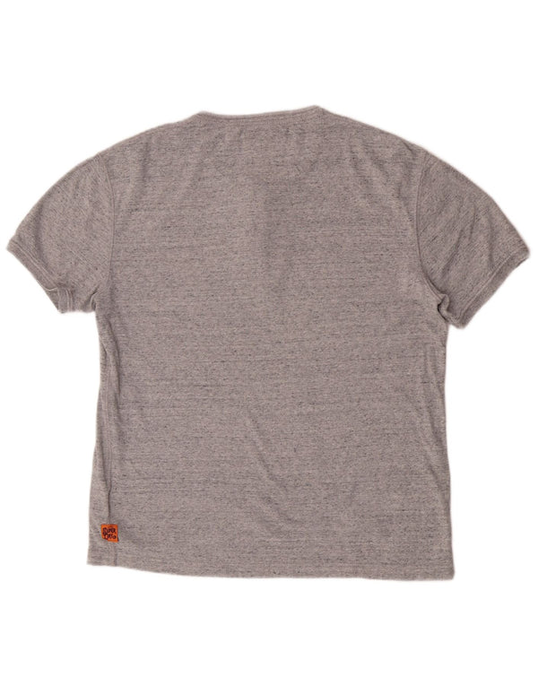 Superdry Mens Slim Fit T-Shirt Top XL Grey Flecked Cotton
