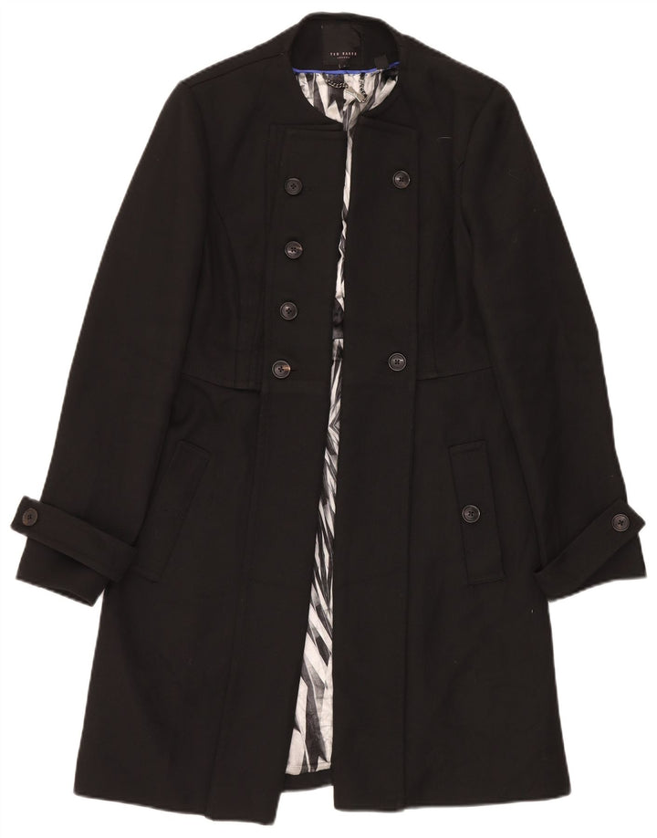 Ted Baker Womens Open Overcoat Size 4 Large Black Polyester