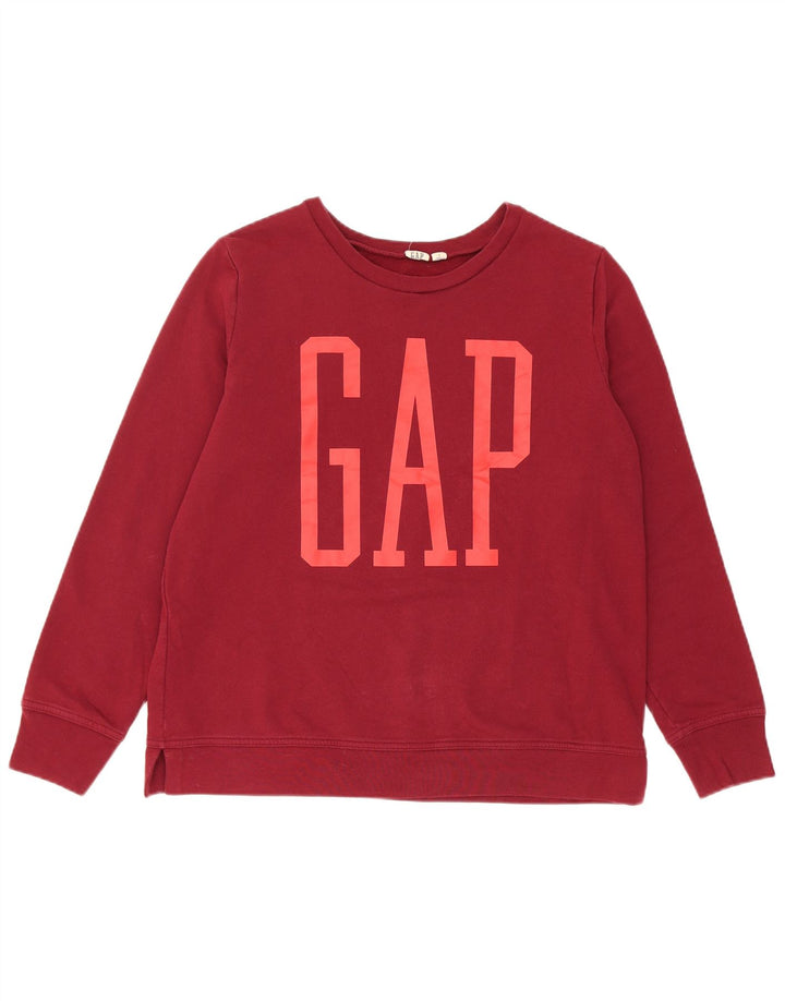 Gap Womens Graphic Sweatshirt Jumper UK 14 Medium Burgundy Cotton
