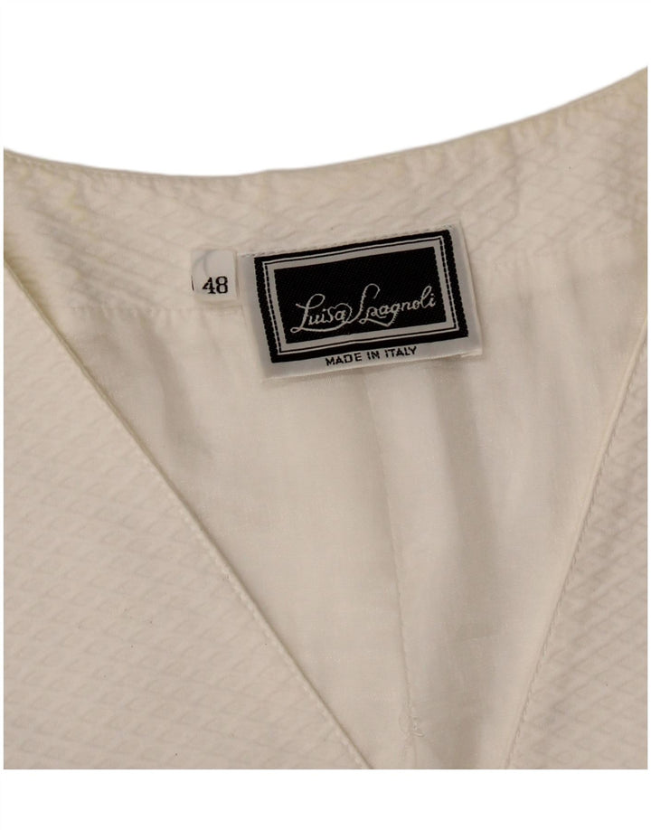 Luisa Spagnoli Womens 5 Button Blazer Jacket IT 48 XL White Argyle/Diamond