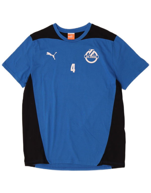 Puma Mens Graphic T-Shirt Top Large Blue Colourblock Polyester Sports