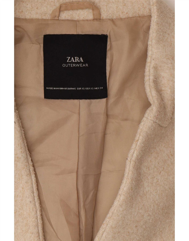 Zara Womens Oversized Open Overcoat UK 6 XS Beige