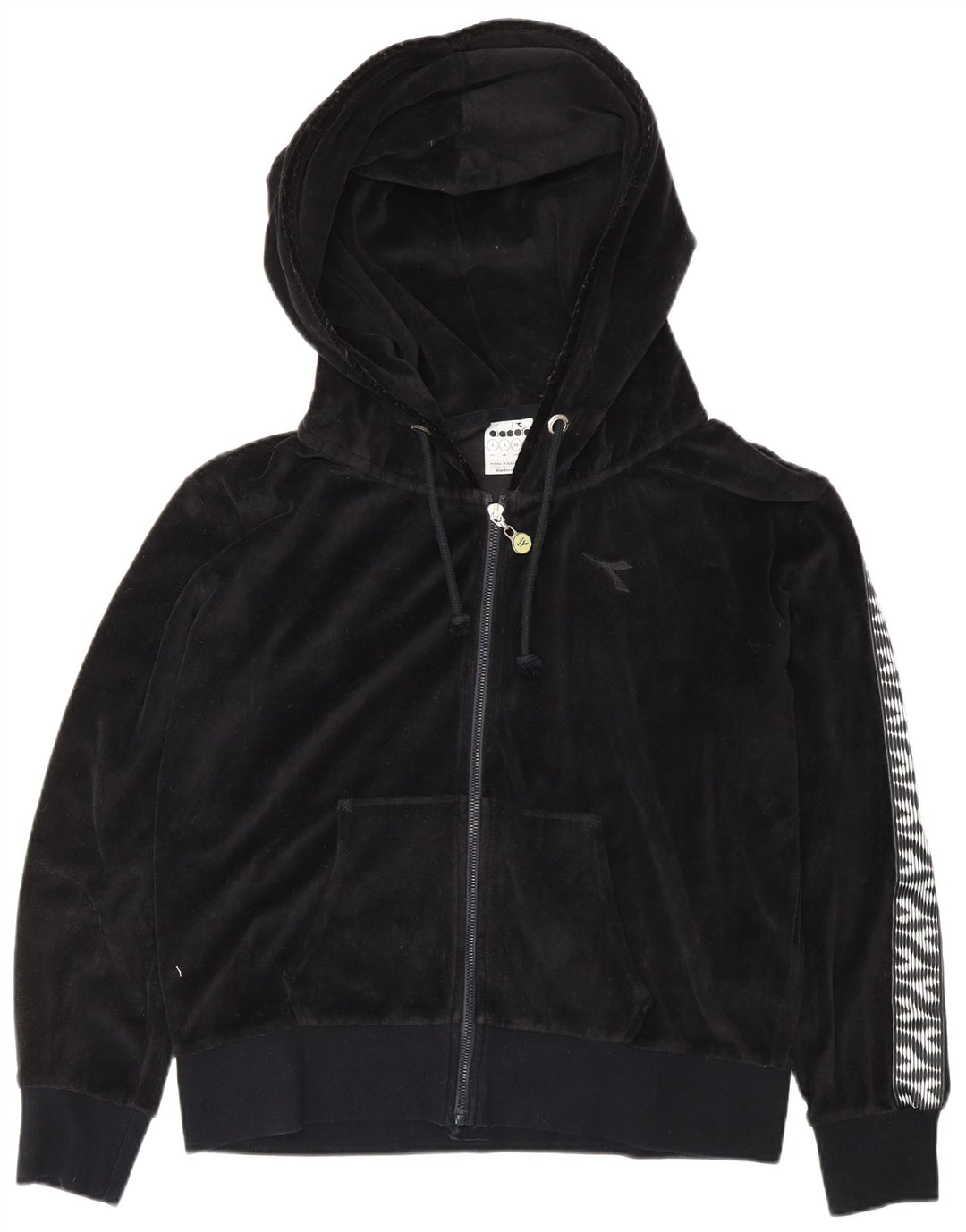 DIADORA Womens Oversized Velour Full Tracksuit UK 10 Small  Black