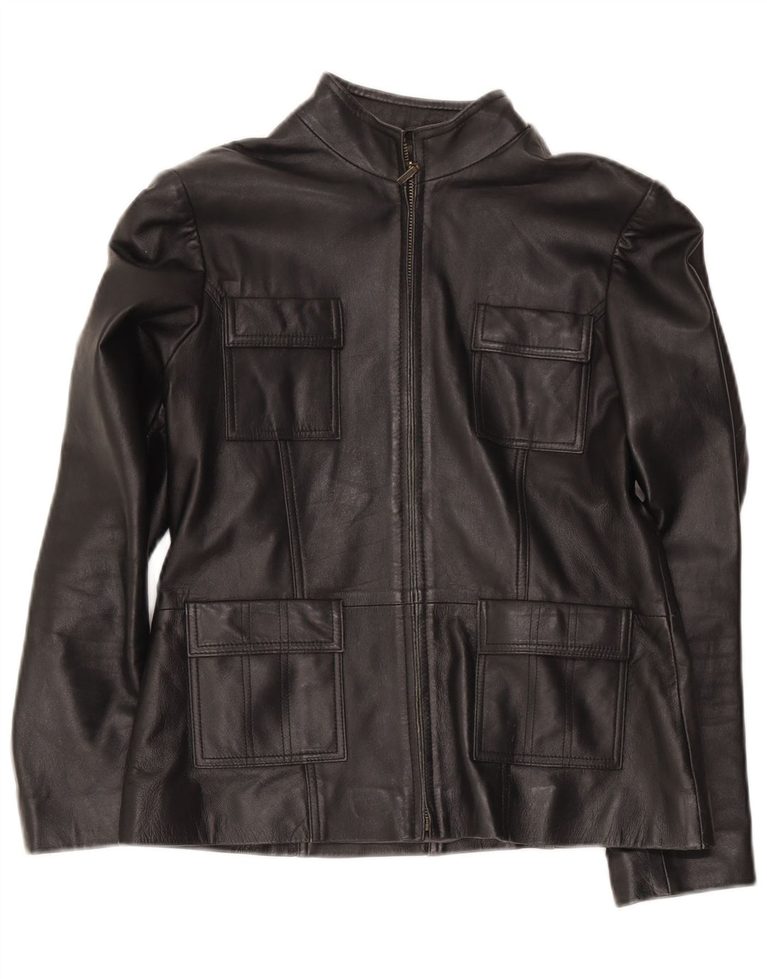 Helium Womens Military Leather Jacket UK 14 Medium Black
