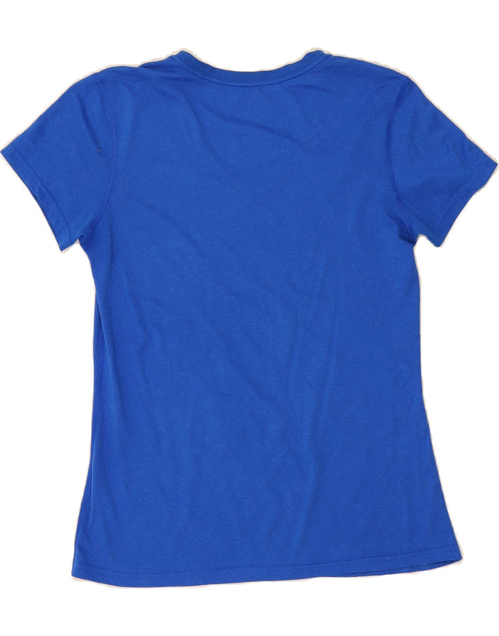 NIKE Womens Dri Fit Regular Fit T-Shirt Top UK 12 Medium Blue Polyester