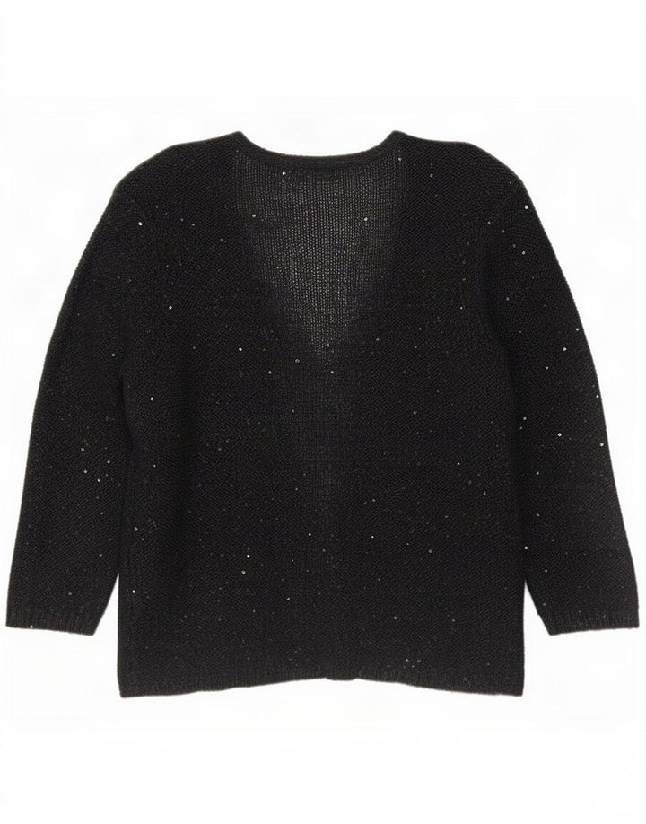 Marks & Spencer Womens Cardigan Sweater UK 14 Large Black Flecked Polyester
