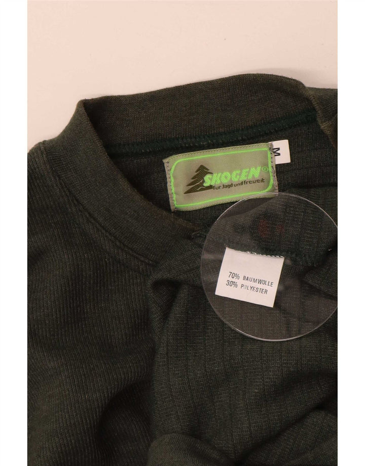 Vintage Mens Crew Neck Jumper Sweater Medium Green Cotton