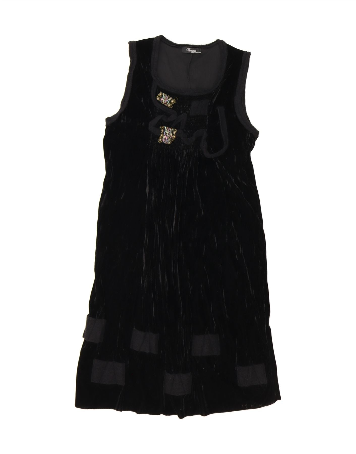 PERUZZI Womens Velvet Sleeveless Basic Dress IT 42 Medium Black