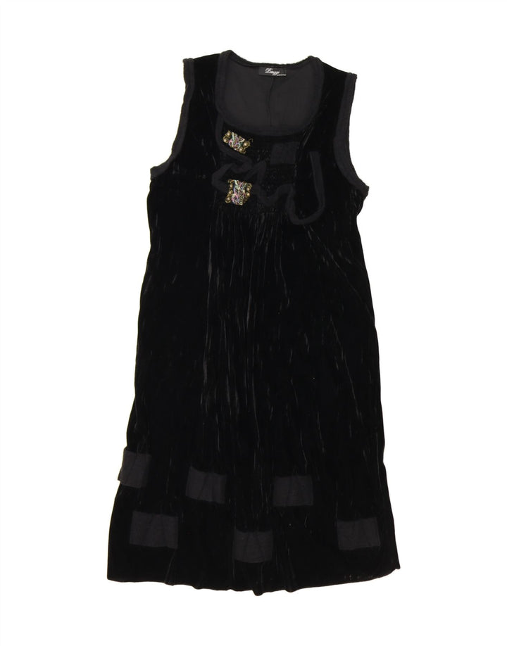 PERUZZI Womens Velvet Sleeveless Basic Dress IT 42 Medium Black Polyester Vintage Peruzzi and Second-Hand Peruzzi from Messina Hembry 