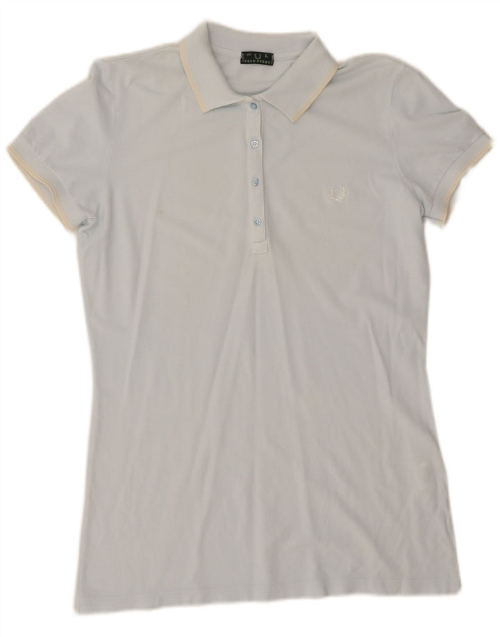 Fred Perry Womens Polo Shirt UK 16 Large Blue Cotton
