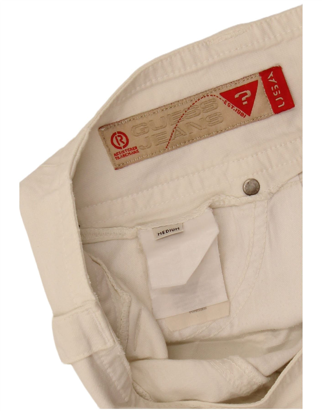 Guess Womens Denim Mini Skirt Medium W32  White