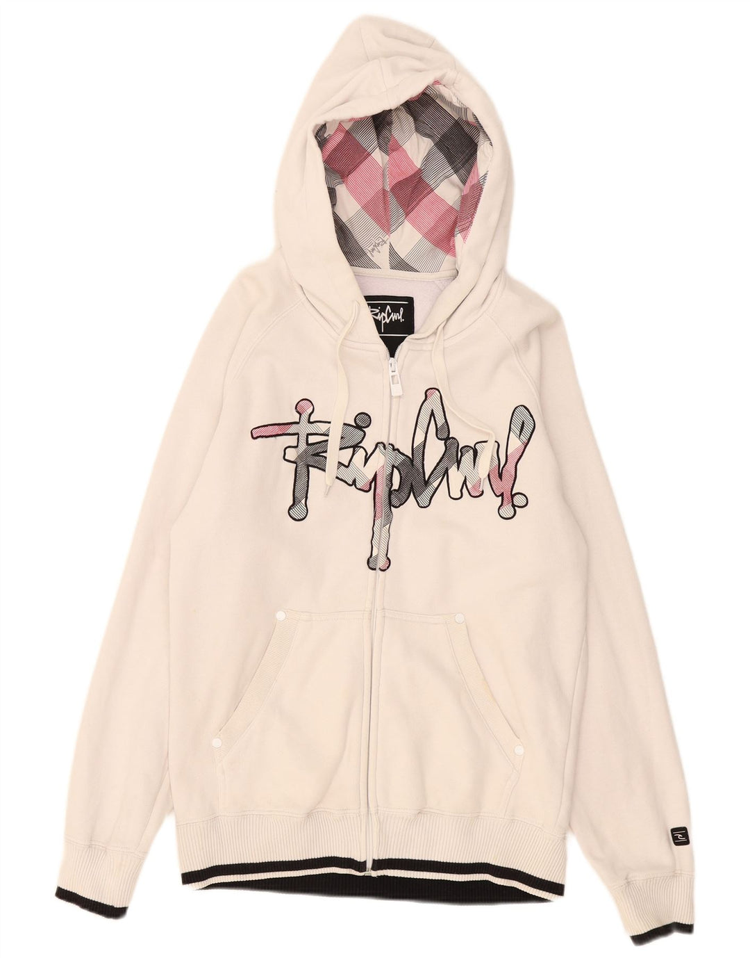 Rip Curl Mens Graphic Zip Hoodie Sweater Small White Cotton