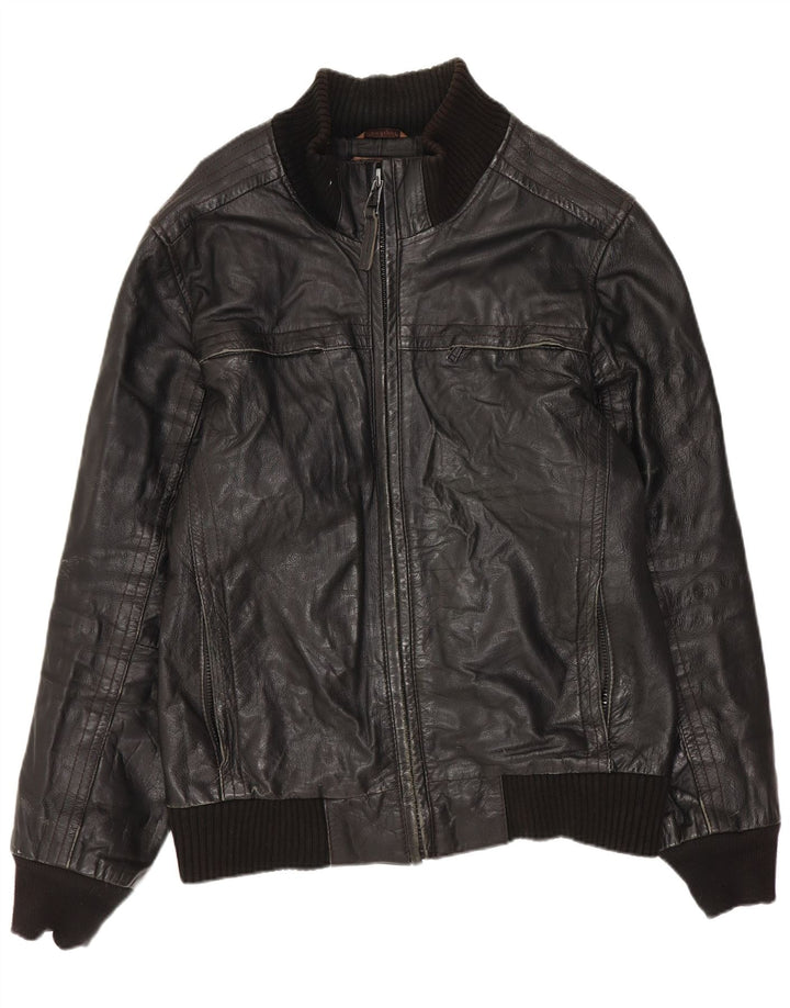 Conbipel Mens Leather Jacket IT 46 Small Black Leather
