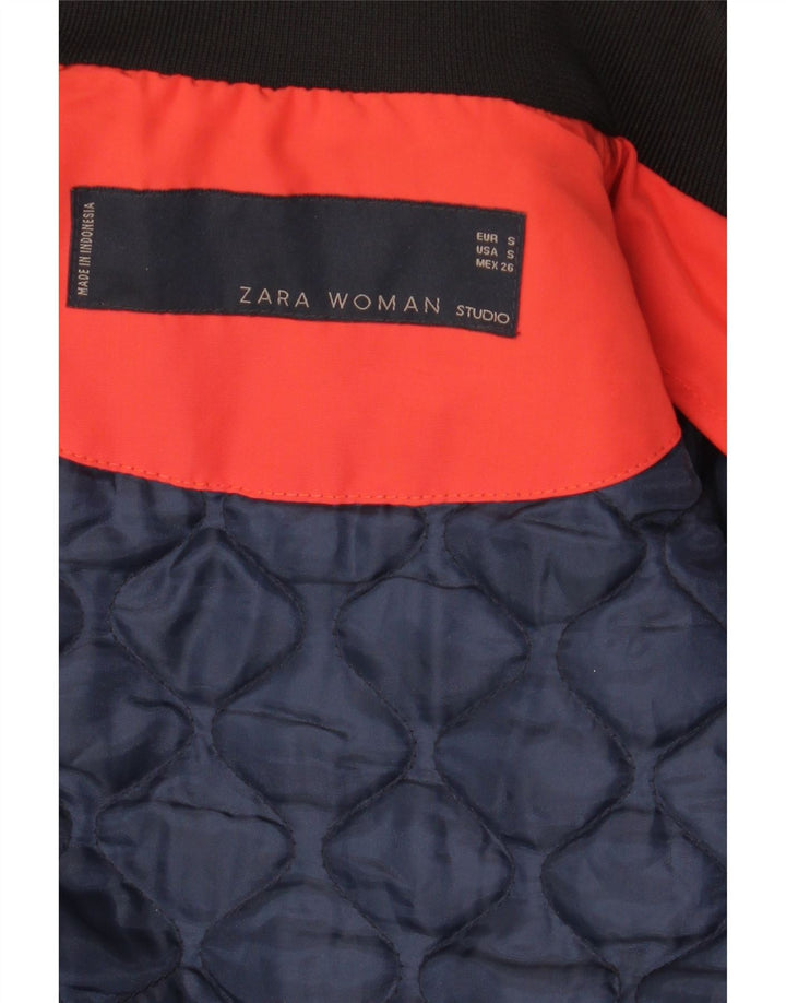 Zara Womens Crop Quilted Jacket UK 10 Small Navy Blue