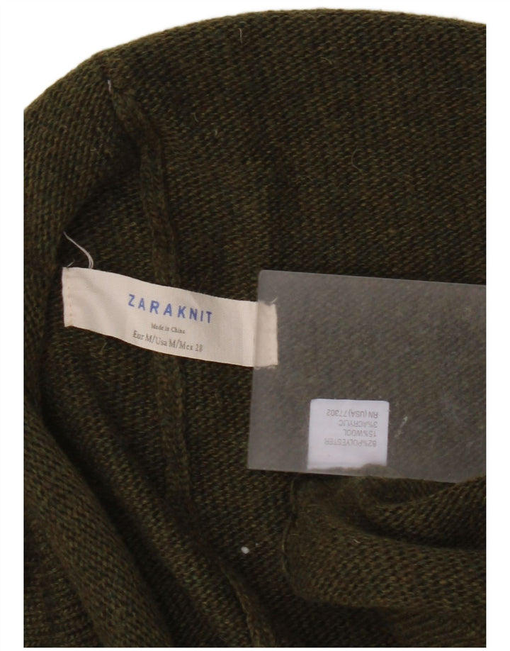 Zara Womens Poncho Cardigan Sweater UK 14 Medium Khaki Polyester