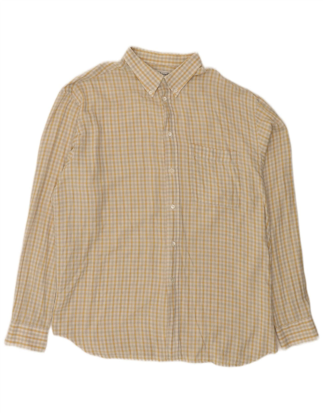 Cacharel Mens Flannel Shirt Large Yellow Check