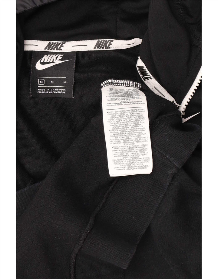 Nike Mens Zip Neck Hoodie Jumper Medium Black Cotton