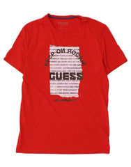 GUESS Mens Graphic T-Shirt Top Small Red Cotton