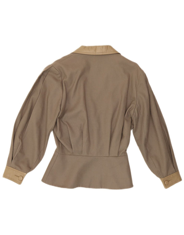 Harrods Womens Double Breasted Blazer Jacket UK 14 Medium Brown Wool